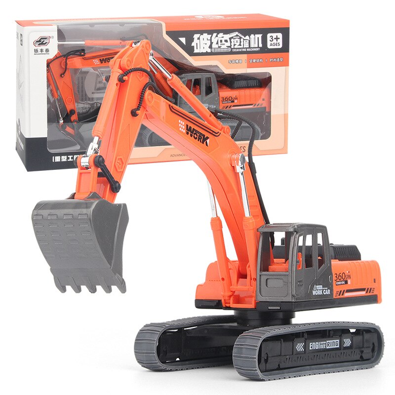 Inertia Excavator Model Engineering Vehicle Children Toy: Orange