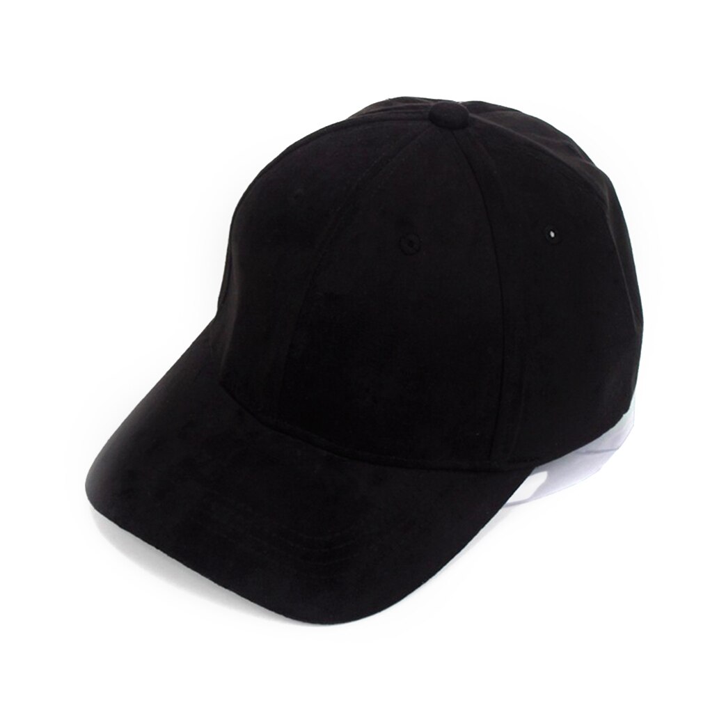 Justerbar unisex ruskind baseball cap buet randen hat ensfarvet udendørs sports hat vinter hat cap: 3