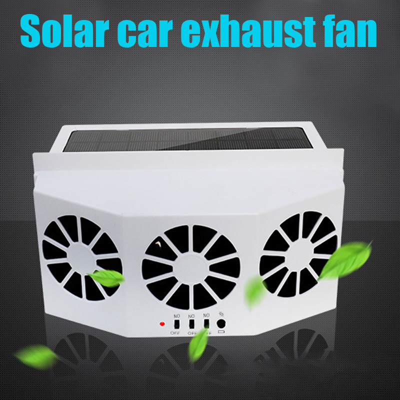 Zonne-energie Auto Window Air Vent Ventilator Driekoppige Fan Clear Auto Geur Elektrische Apparaten CSL2018