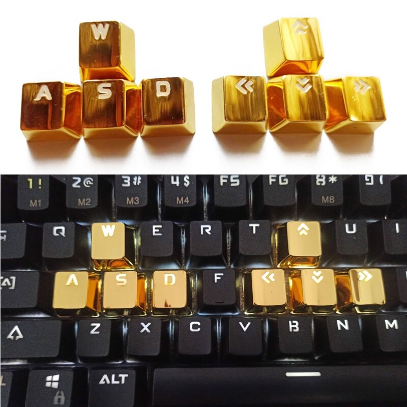 8pcs Metal Keycaps WASD ARROW Zinc Alloy KeyCap Backlit Key Cap For Cherry MX Switch Mechanical Keyboard OEM Profile