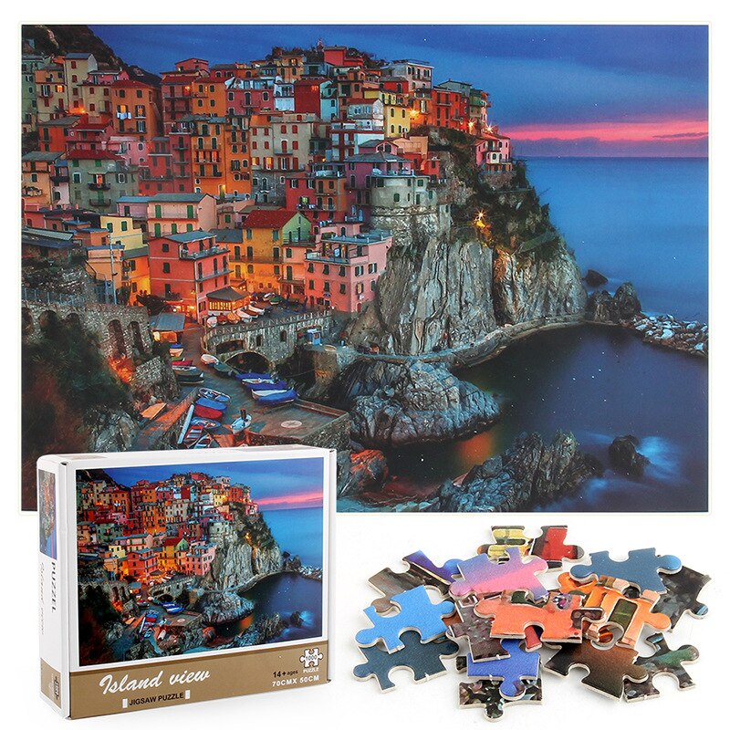 Lazy Cat Puzzle 1000 Pieces Jigsaws Puzzles Bookshelf Landscape Puzzles DIY Assembling Toy For Adults Kids Puzzles Games Toys