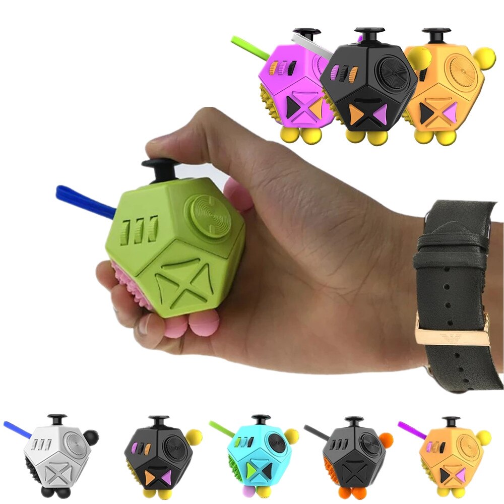 12 Dubbelzijdig Anti Stress Cube Decompressie Verlichten Dobbelstenen Anti-Angst Verlichten Angst Relief Depressie Kinderen Volwassenen Fidget Speelgoed