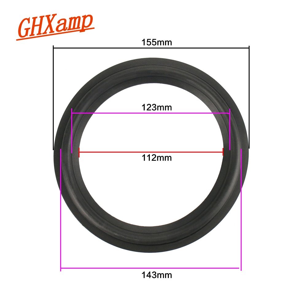 GHXAMP 6.5 inch Maat 155mm 143mm 123mm 112mm Luidspreker Rubber Surround Reparatie Conventionele 2 stks