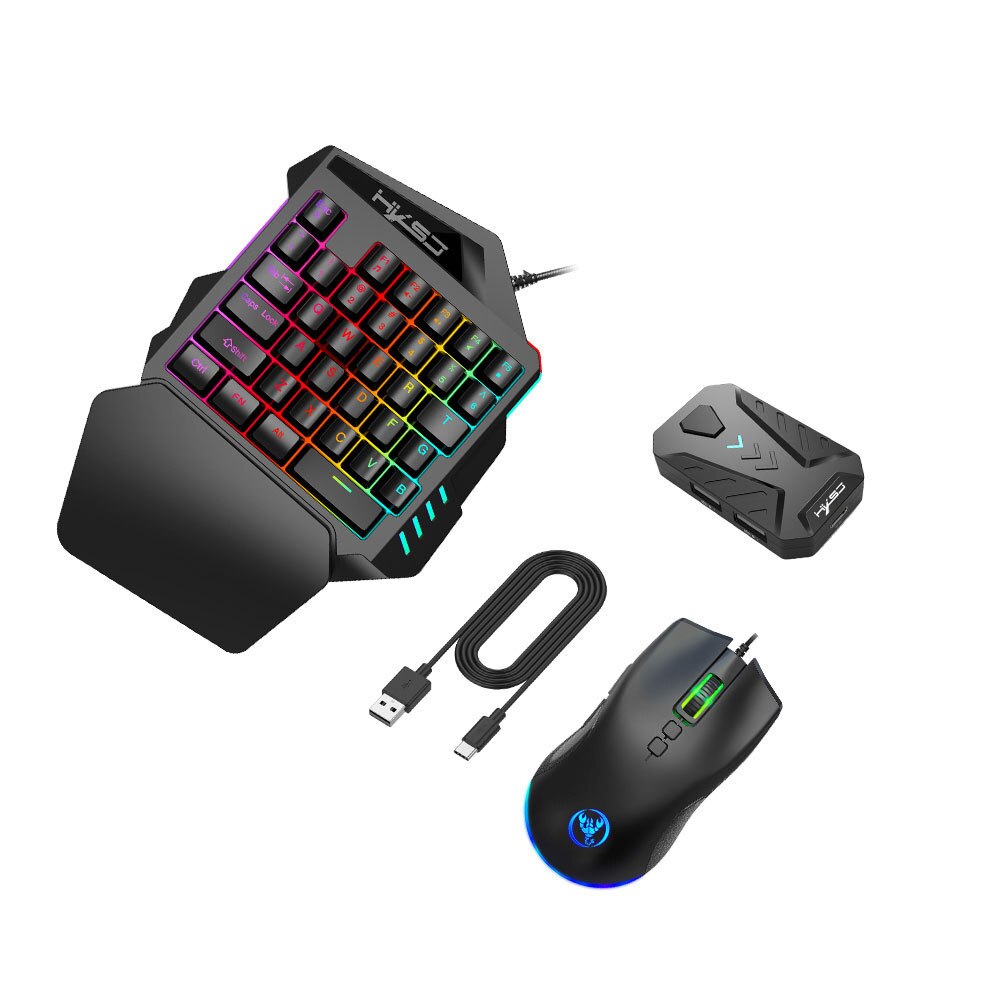 EAOR Android Version Mobile Game Converter Wired One-handed Gaming Keyboard Mouse Set PUBG Controller Adapter Auxiliary Artifact: Default Title