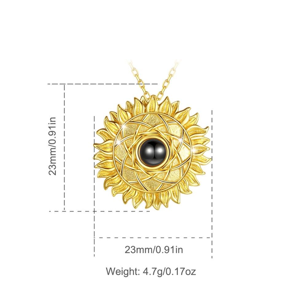 EUDORA – pendentif tournesol en argent Sterling 925 pour femme, collier d'été doré, je vous aime, 100 langues, avec boîte, sœur, bijoux fins