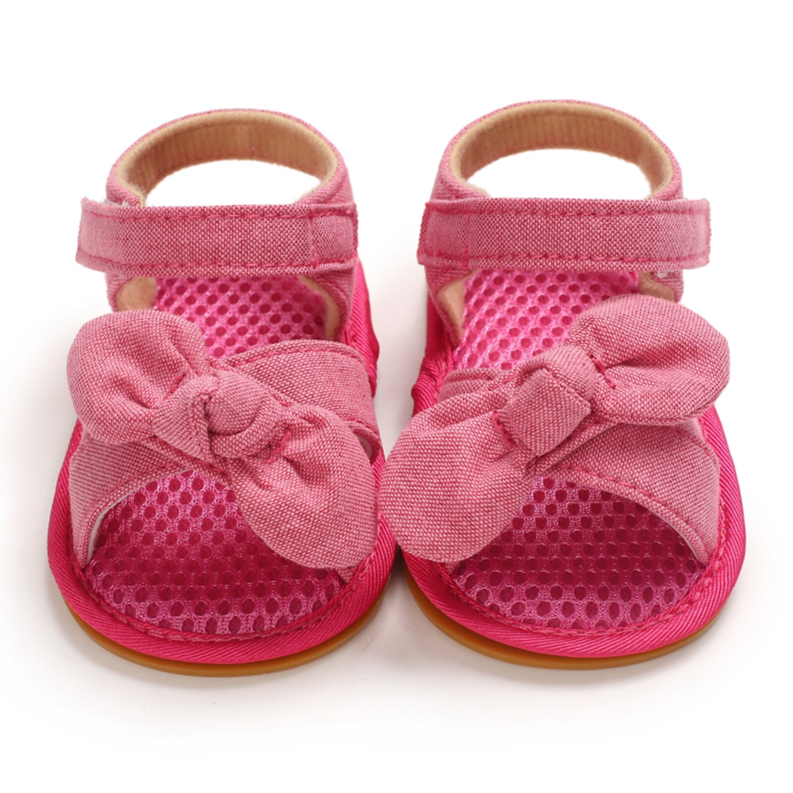 Baby Mädchen Sommer Bownot Sandalen Atmungsaktive Sanft Sohle Nicht-Unterhose Offene spitze Wohnungen Kleinkind Vor-Wanderer Baby Schuhe: E / 7-12 Monate