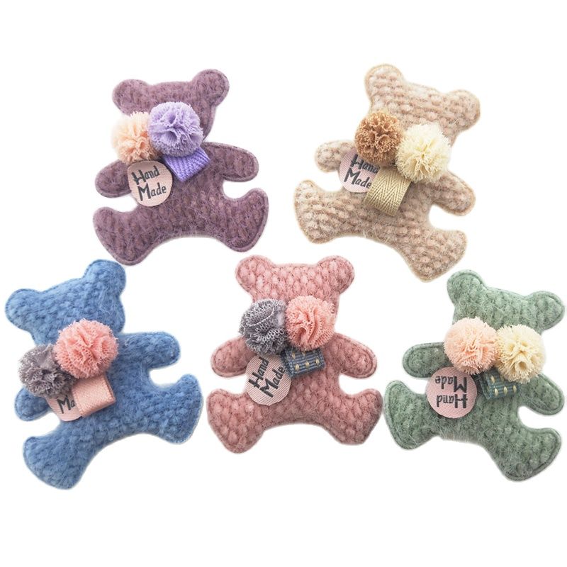 10Pcs 5.5*6.5Cm Handgemaakte Beer Bloemen Bal Padded Applicaties Voor Diy Baby Haar Clip Hoofddeksels Ambachten Decor ornament Accessoires