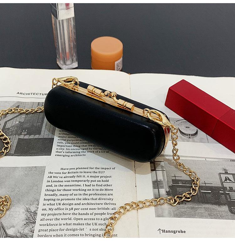 Mini Lippenstift Halfter Schulter Tasche mit Spiegel Faux Leder Frauen Abnehmbare Kette Reise Crossbody Geldbörse machen-hoch Lagerung Handtasche: Schwarz