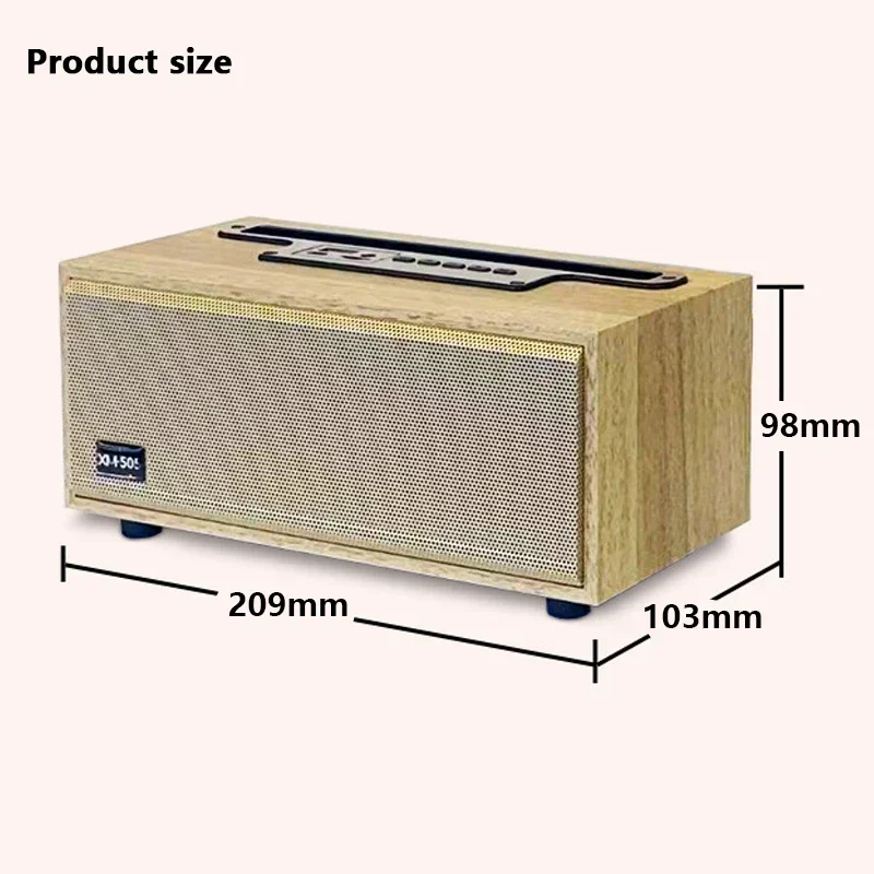Multifuncional Retro De Madeira Bluetooth Speaker, Subwoofer Sem Fio, Sistema de Som Remoto, Suporte Do Telefone Móvel, Desktop Portátil FM