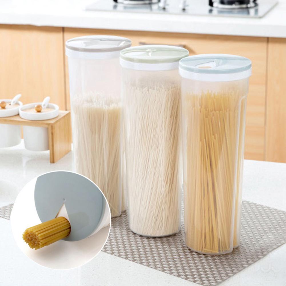 1Pc Multifunction Pasta Noodle Grain Cereal Bean Rice Food Storage Container Clear Reusable Kitchen Sealed Box