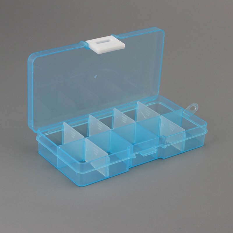 Einstellbare 10 Gitter Fach Kunststoff-aufbewahrungsbox Schmuck Ohrring Korn Schraube Halfter fallen Anzeige Organizer spielzeug Container: Blau