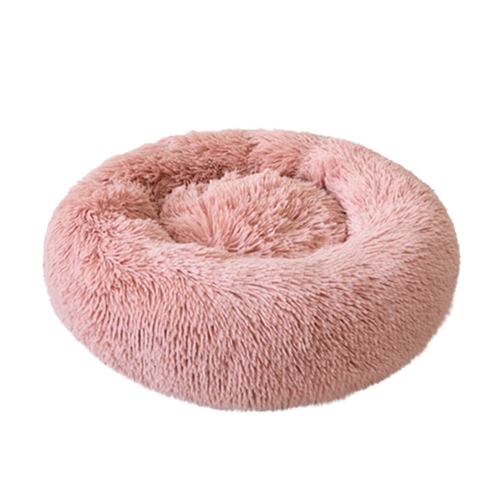 Lit rond en peluche pour animaux domestiques, tapis d'hiver pour dormir, nid doux et Long, panier pour chien, coussin Portable, fournitures pour animaux de compagnie # T2G