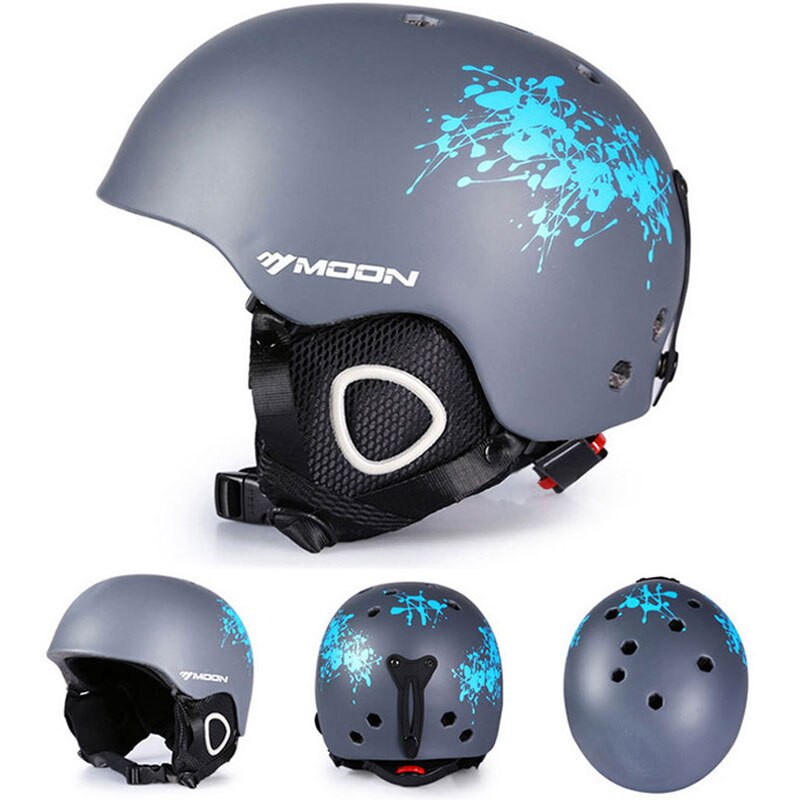 Luna esquí casco Otoño Invierno hombres adultos Snowboard Skateboard esquí equipo deportes seguridad cascos para nieve gafas con: 03 / S(52-55cm)