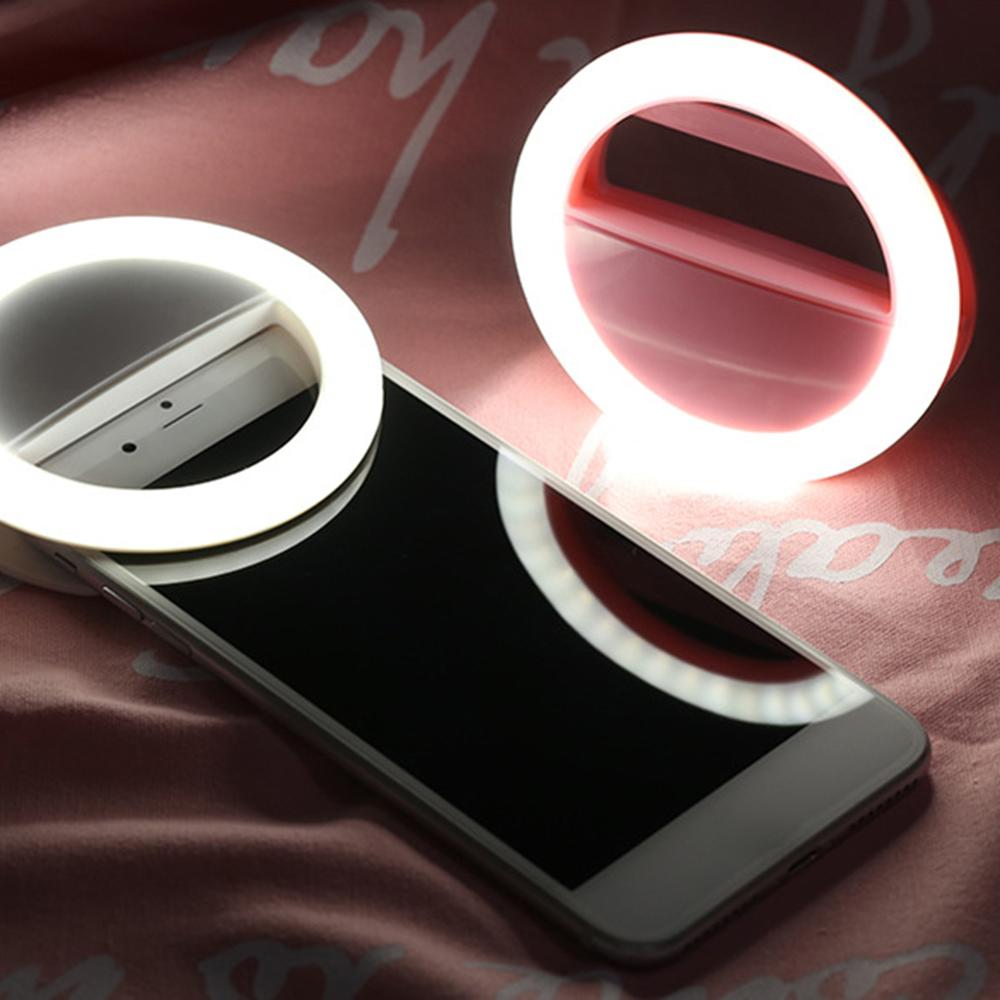 Mini Ring Light Phone Mounted USB Rechargeable with 36 LEDs 3000K-5000K Dimmable Selfie Enhancing Fill Light for Phones iPad