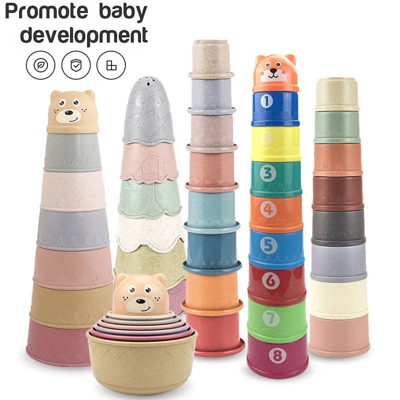 Jouets empilables de tasse Montessori pour bébé de 0 à 12 mois, jouets éducatifs pour baignoire de plage, piscine, de noël