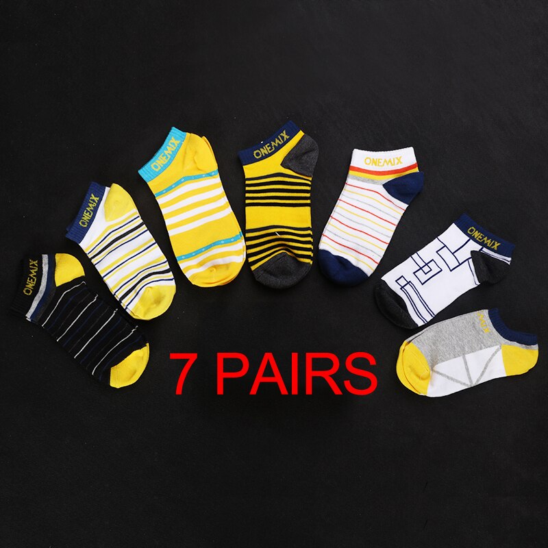 ONEMIX Men Week Sports Socks Pure Cotton Barefoot Socks 7 Pairs / Lot 7 Days For Running Walking Jogging Ship On Random Color