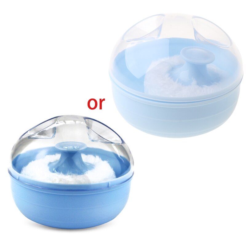 Portable Baby Soft Body Talcum Powder Puff Sponge + Box Case Container Useful DXAD
