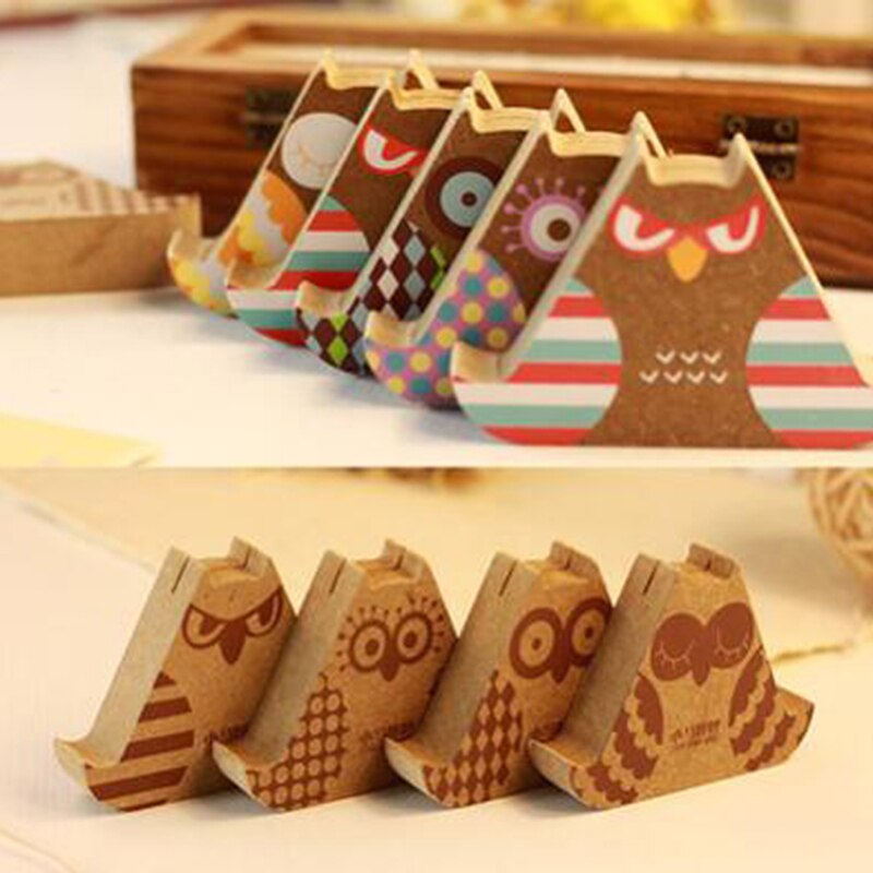 Stylish Mobile Phone Holder Owl Couple Retro Wooden Phone Holder