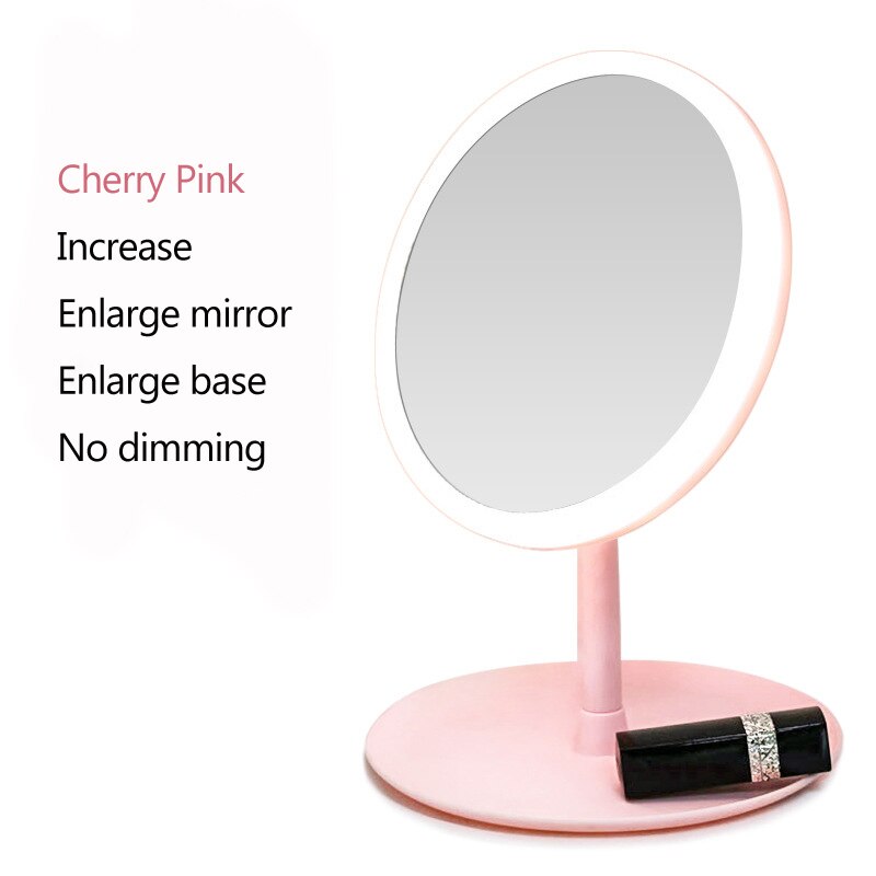 Led Mirror NL Makeup Mirror Touch Screen Vanity Mirror backlit Adjustable Mirrors Light Desk Cosmetic Light up: no light Pink
