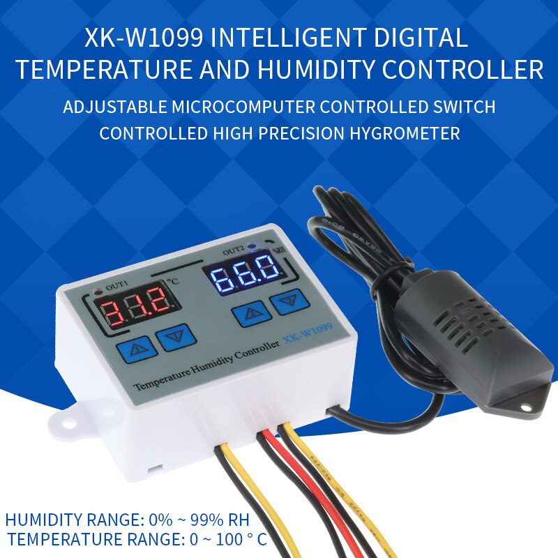 W1099 Digital Temperature Humidity Controller Egg Incubator Thermostat Humidity Controller Regulator Heating Cooling Control