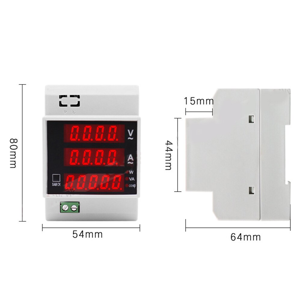 Convenient Digital Din Rail Active Power Factor Tester Multi-functional Practical Electric Energy Ammeter Voltmeter