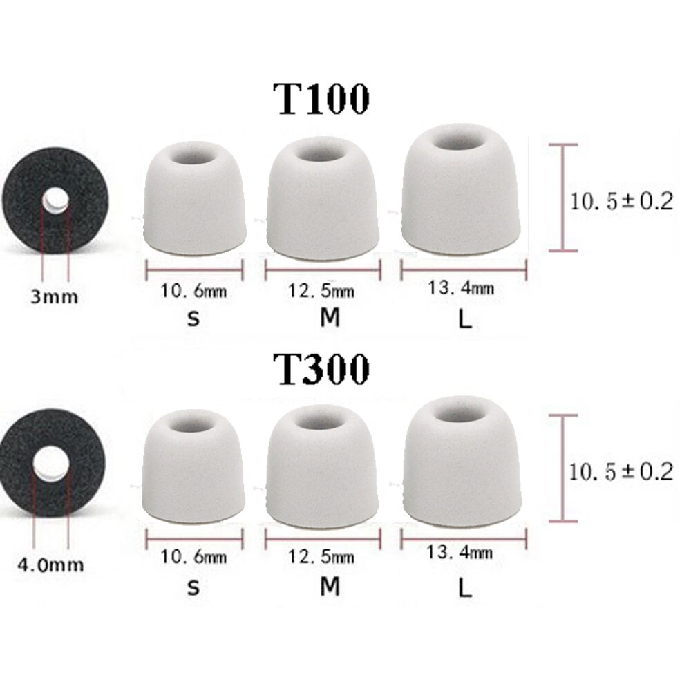 1Pair T100 T200 T300 T400 Noise Isolating Grey Memory Foam Earbuds Soft Replacement In-Ear Earphone Accessories S/M/L