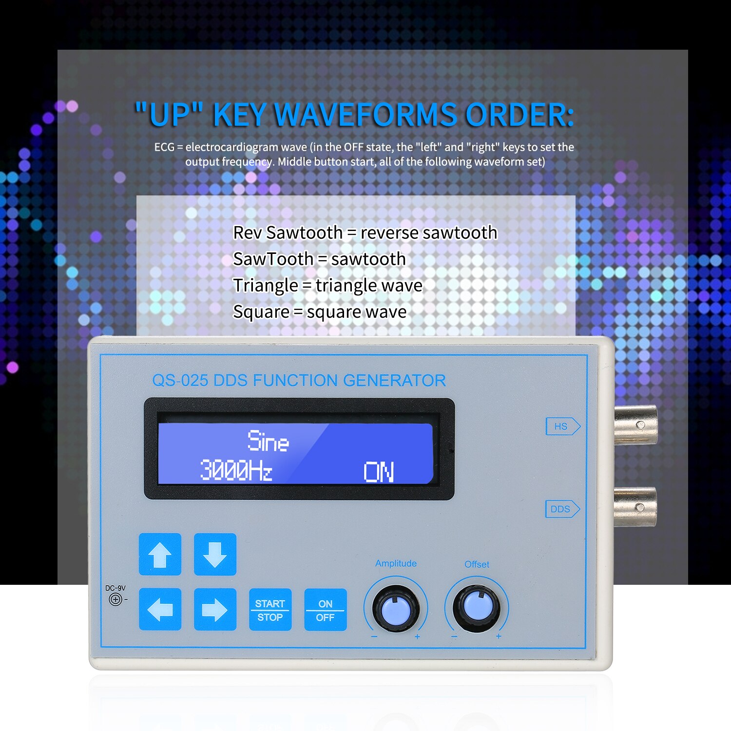 Generador de señal de función DDS, 1Hz-65534Hz, diente de sierra cuadrado sinusoidal, diente de sierra triangular, pantalla LCD de baja frecuencia, Cable USB