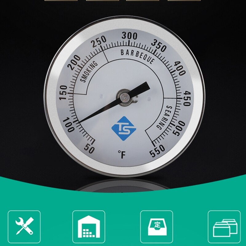 3" Stainless Steel Heavy Duty Analog Temperature Gauge 1/2" NPT Thread BBQ Smoker Pit Thermometer