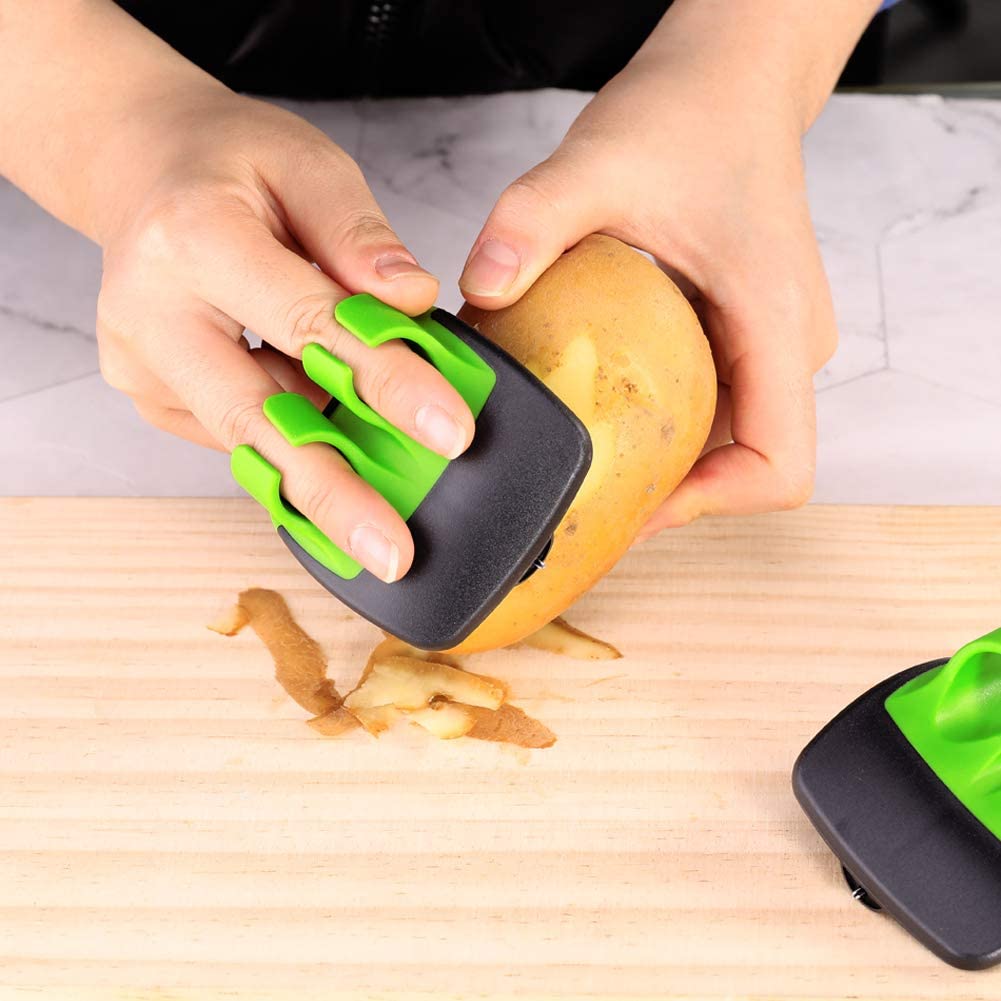 Konco Vegetable Peeler,Palm Hand Fruit Peeler for Kitchen Vegetable Peeler with Comfortable Finger Ring Kitchen Tools