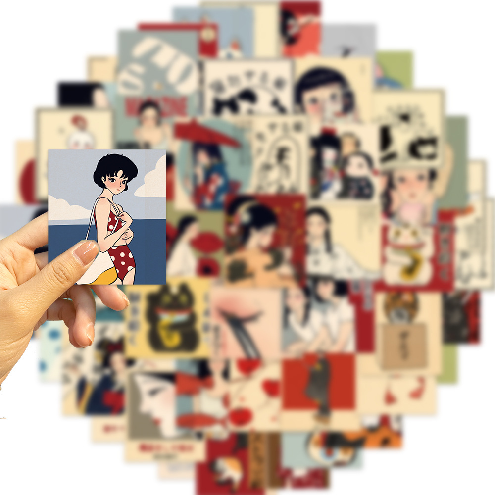 10/30/50Pcs Vintage Japanese Stickers Diy Anime Laptop Luggage Refrigerator Phone Guitar Book Decals Stickers Stationery Toys