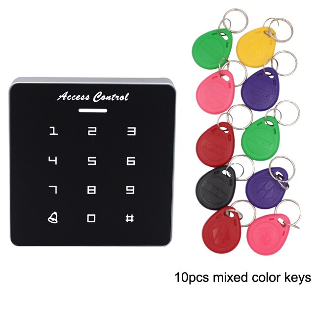 mini 125Khz RFID Access Control Keypad Card Reader For Door Lock access control system Wiegand 26 34 Output 1000Users: A86 and10 ID color