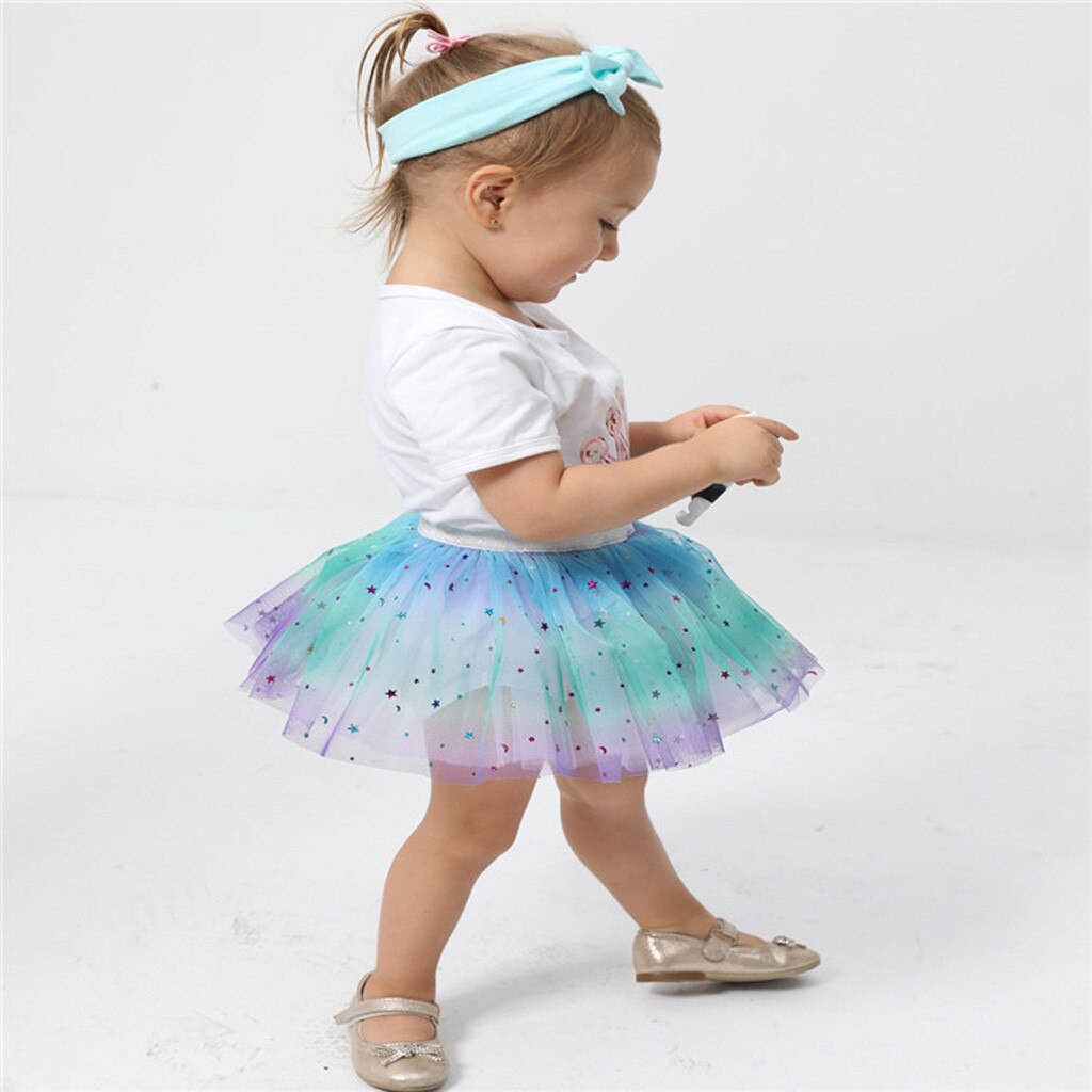 Pannello Esterno del Tutu Del Bambino Della Ragazza di Estate Gonne di Paillettes Principessa Pettiskirt Del Partito di Ballo Petticoat Arcobaleno Tulle Gonne Vestiti Per Ragazze 2020