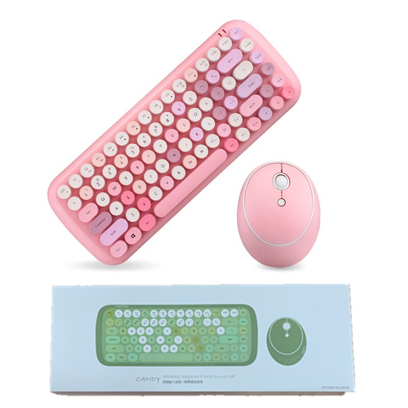 2.4GHz Wireless Keyboard Mouse Set USB Office Gaming Keyboard And Mouse Pink Combo For Notebook Laptop Desktop PC Gamer: Pink plus gift box