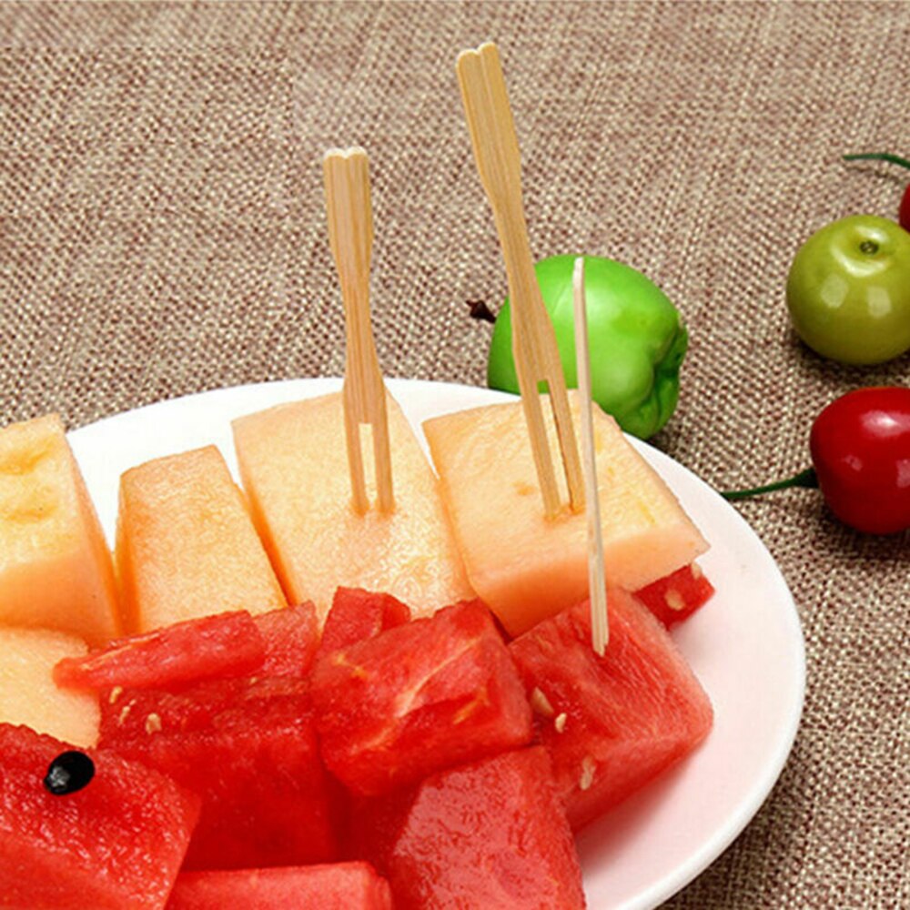 200Pcs Mini One-Off Fruit Dessert Cake Vorken Steekt Bamboe Spiesjes Milieuvriendelijke Mini Fruit Vorken Voor Party Picknick bbq
