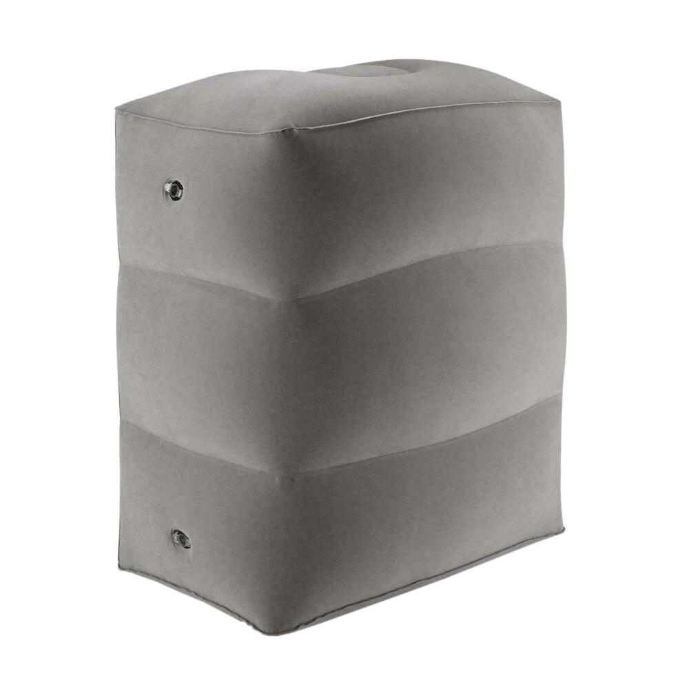 Adjustable Travel Pillow PVC Inflatable Foot Pad Airplane Car Bus Footrest Pillow Kids Flight Sleeping Resting Pillow: Light Grey