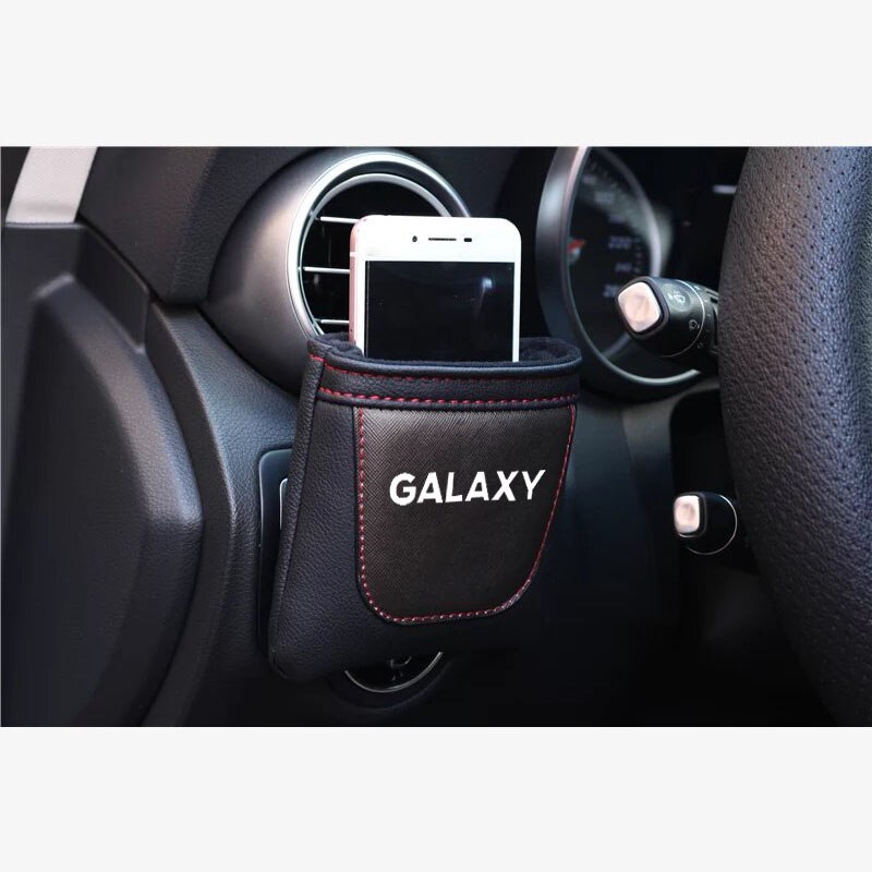 Accesorios de cuero para Ford Galaxy, rejilla de ventilación de coche, almacenamiento ordenado: blackwhite