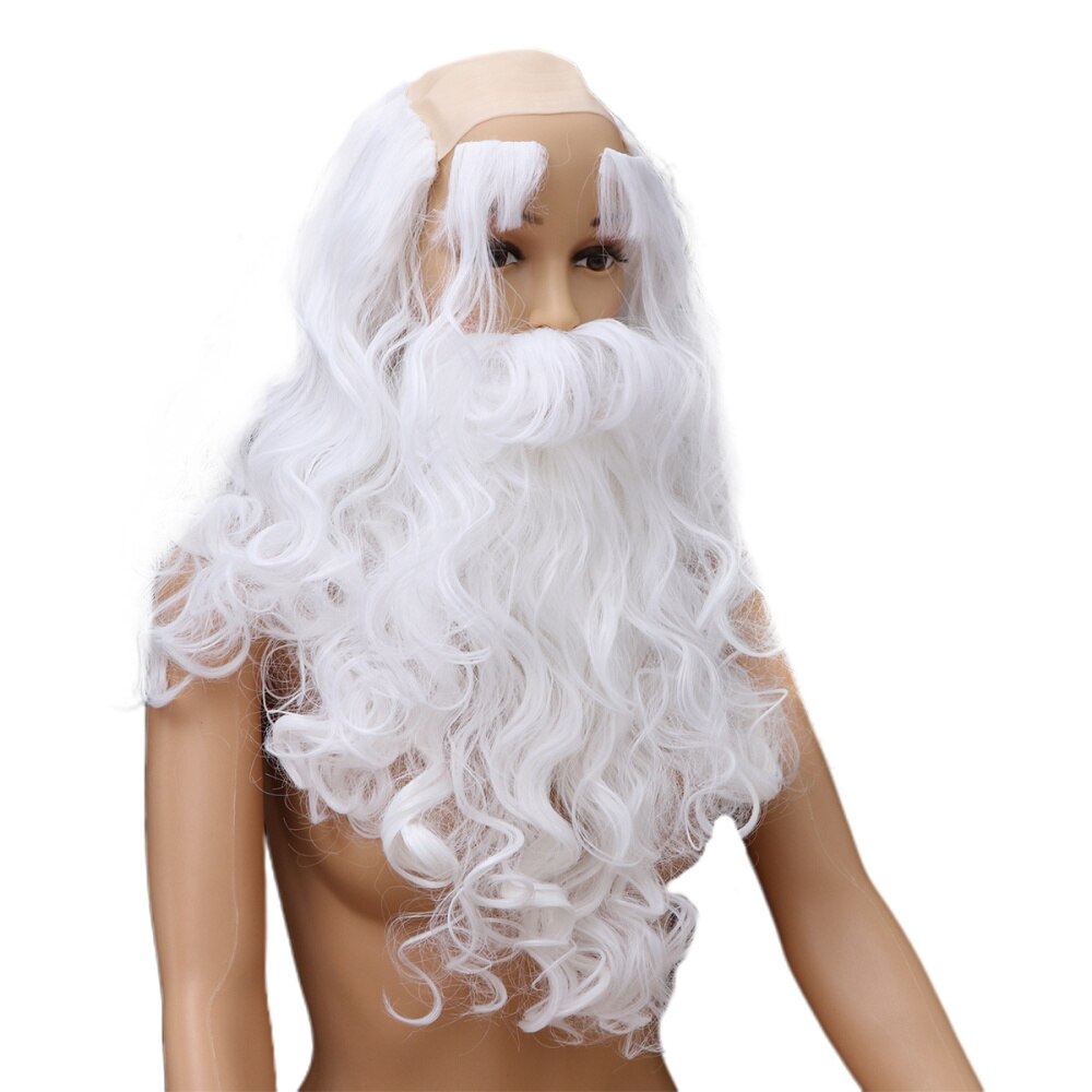 Santa Claus White Long Beard Eyebrows Wig Cosplay Headdress Props