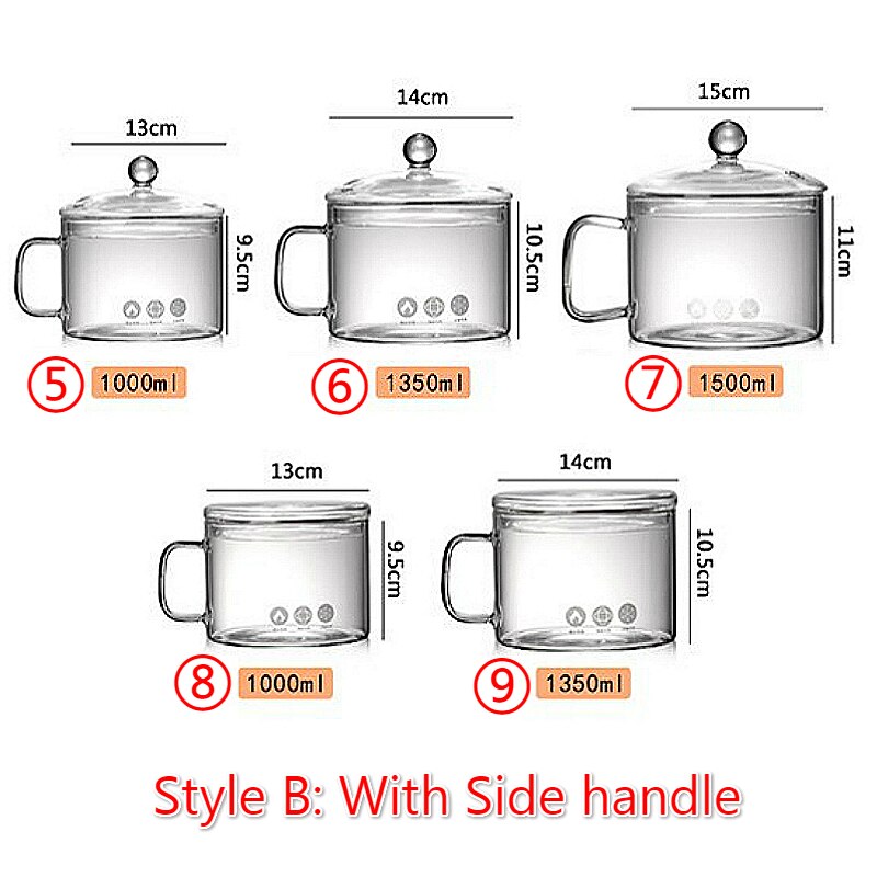 Glass Cooker kitchen 1000ML 1350ML 1500ML Silicon open flame straight pot electric ceramic stove heating glass pot with lid