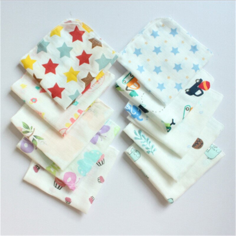 Baby Towel 2pcs 100% Cotton 30*30cm Muslin Towel Handkerchiefs Two Layers Wipe Towel