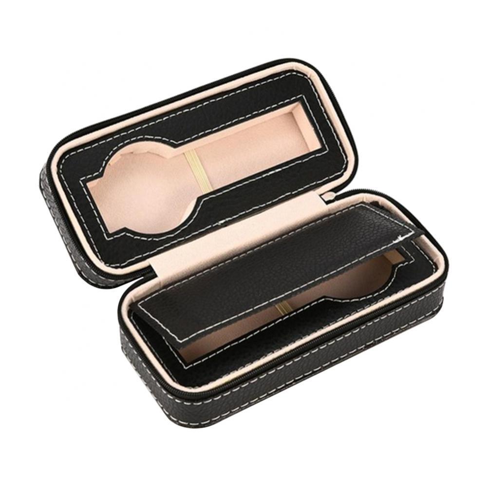 2/4/8 Grid Watch Jewelry Storage Box Faux Leather Zipper Multi-Functional Organizer Display Case Portable Watch Organizer: Black 2 Grid