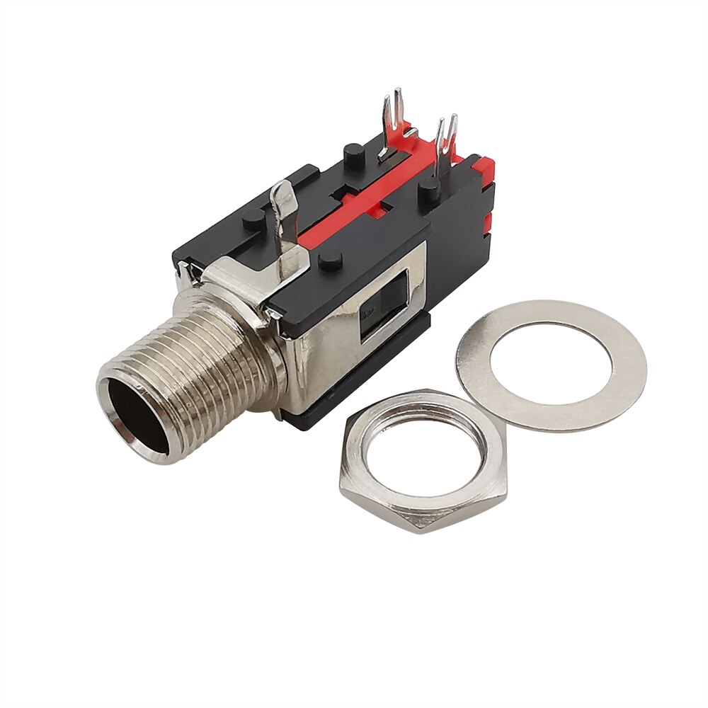 6.35mm Stereo Female Jack Audio Connector Right Angle 3 Pin 6.35mm 1/4" Jack Audio Headphone Nut Panel Mount Socket Connector