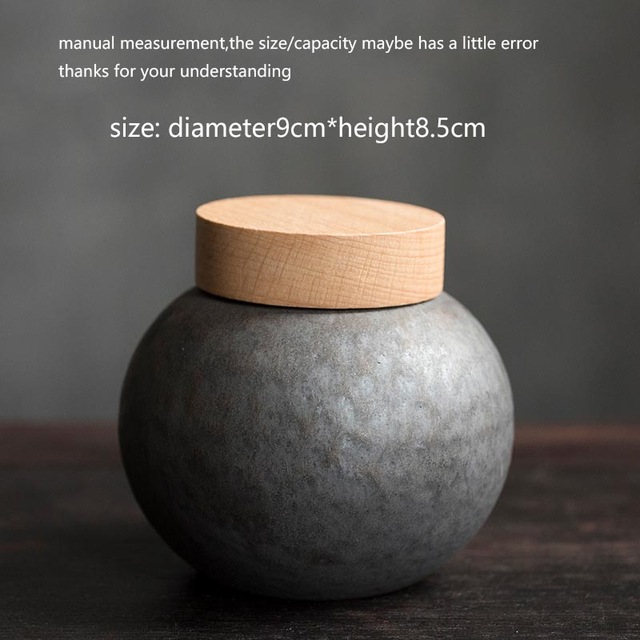 Tea Caddies Tea Storage Jar Ceramic Geometric Seal Caddy with Wood Cover Container Tea Ceremony Teaware Accessories: Pattern 5