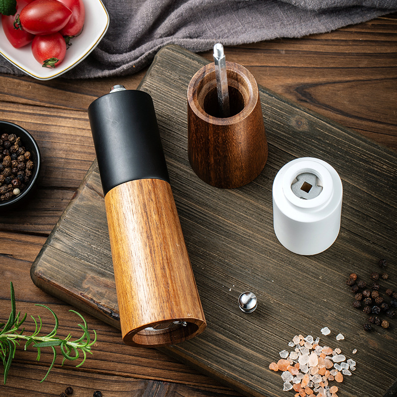 Multi-Functional Black White Salt Pepper Grinder Seasoning Spice Mill 6inch