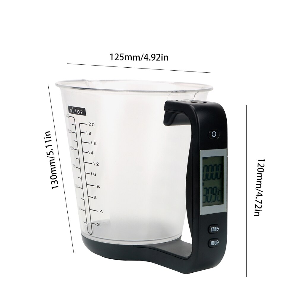 Electronic Measuring Cup Kitchen Scales Digital Beaker Host Weigh Temperature Measurement Cups LCD Display Measuring CupTool: Black