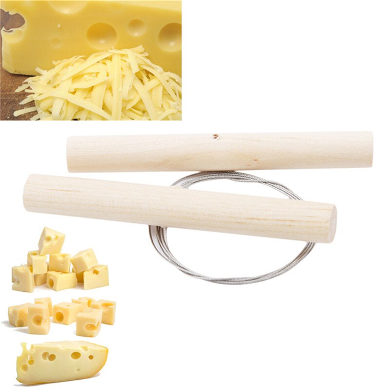 Cheese Cutting Tool Eco-friendly Cheese Slicer Butter Cutting Board Butter Cutter Knife Steel Wire + Wood Kitchen Tools