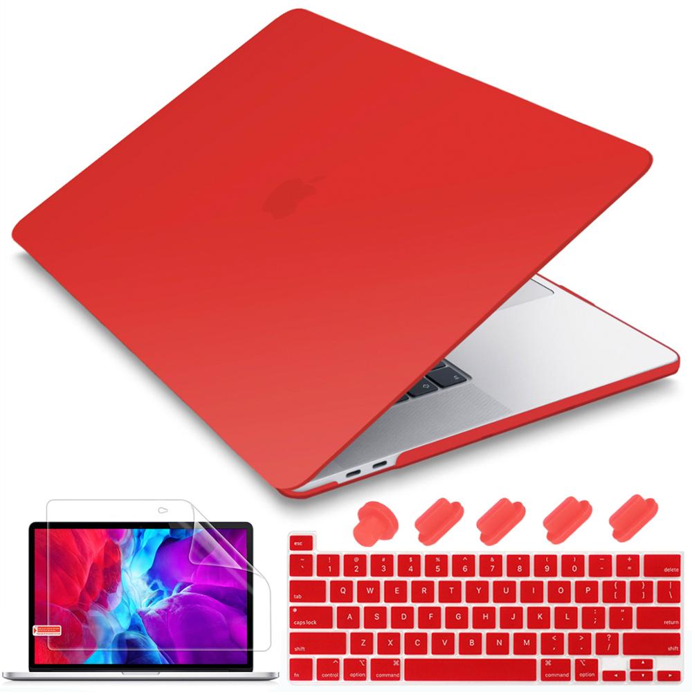 Screen protector Keyboard cover Hard Shell Case for Macbook Pro 16 inch with Touch Bar A2141: Matte Red