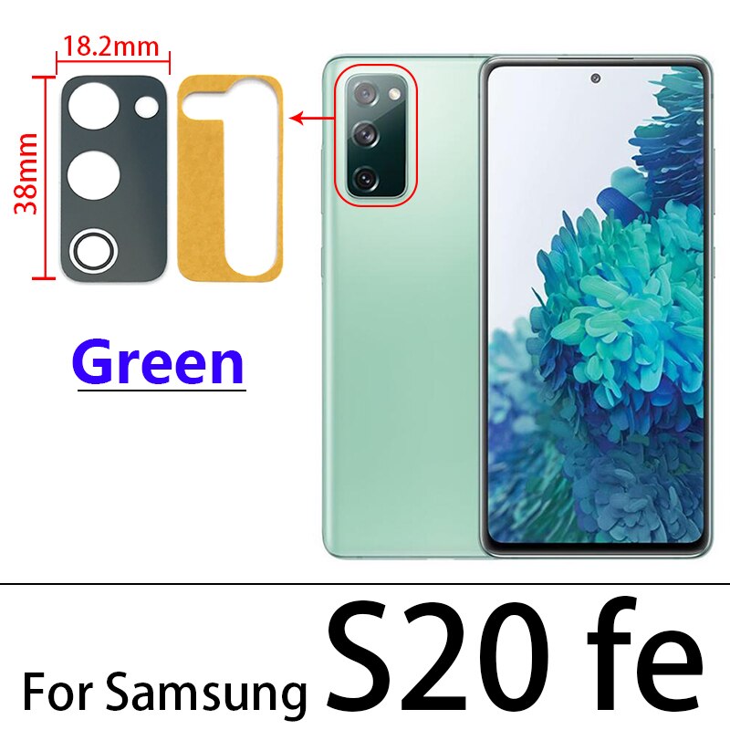 10 sztuk powrót szkło obiektywu aparatu z Ahesive dla Samsung A51 A21S A30S A50S A70S A31 A41 A71 M21 M31 S20 Plus Ultra fe uwaga 10Lite: S20 fe Green