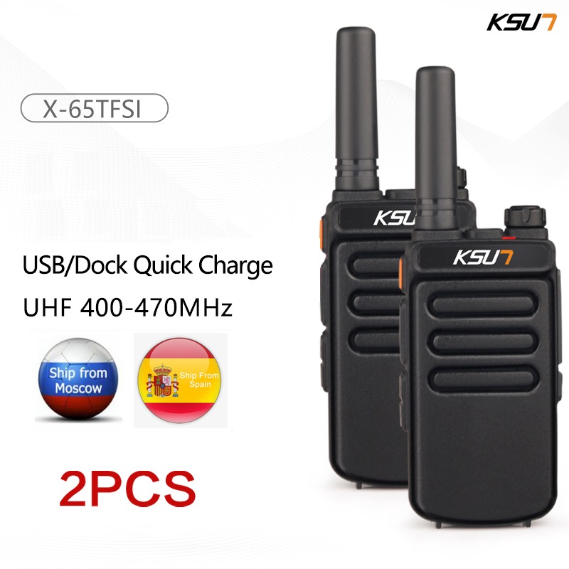 2PCS Walkie Talkie Mini Powerful Ham Radio Station Comunicador UHF Two-Way Radio Portable Transmitter Receiver KSUN X65 Talkie