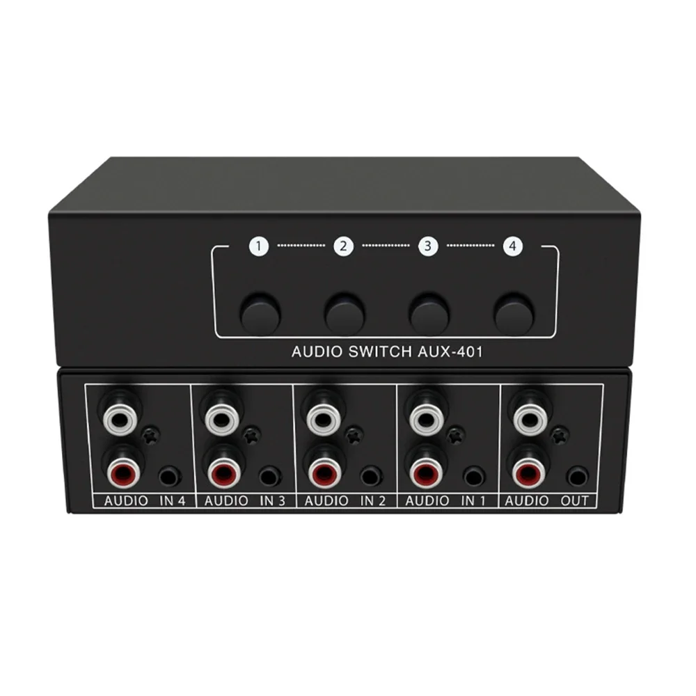 Audio Splitter 1 In 4 Out RCA L/R Aux Stereo Audio Splitter 1X4 Audio Distributor For PC DVD Speaker Splitter