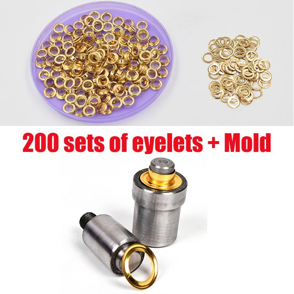 200 set paket 400#  öljetter 6mm nitar knapphål öglor spänne: 200 öglor och formar